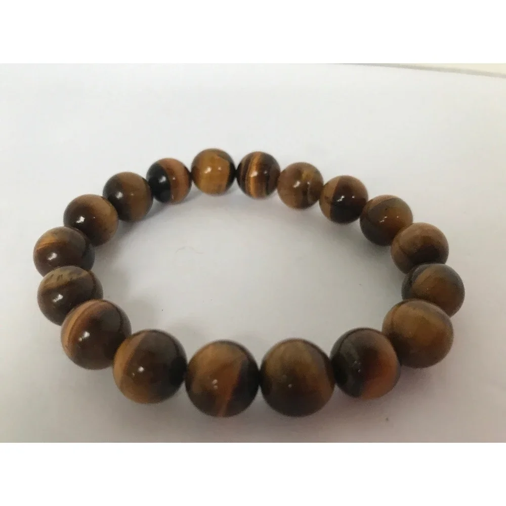 Bracelet‎ brown round natural glossy beads bangle Stretchy howlite earth tones